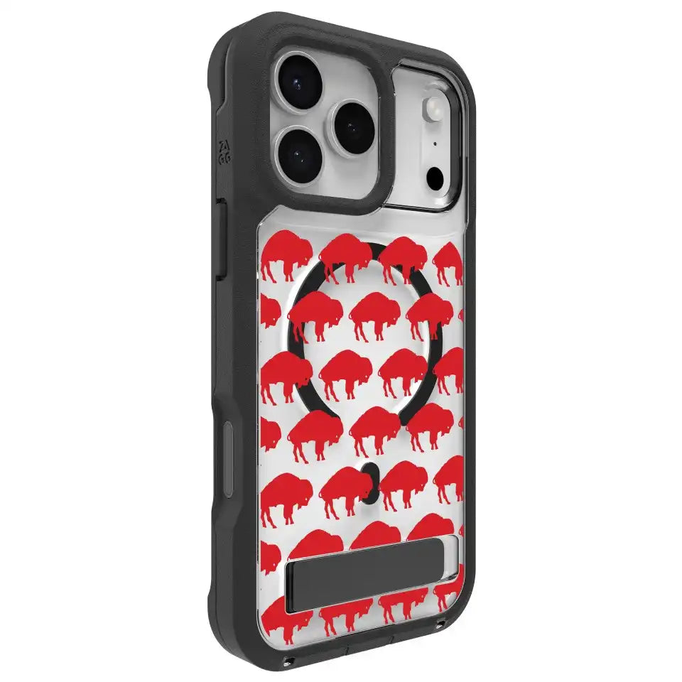 Buffalo Bills Rainier Snap for MagSafe Phone Case with Stand - Buffalo Pattern